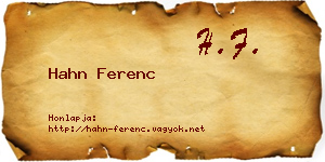 Hahn Ferenc névjegykártya